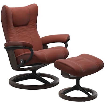 Medium Reclining Chair & Ottoman with Signature Base