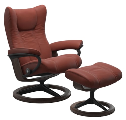 Casual Medium Reclining Chair & Ottoman with Signature Base