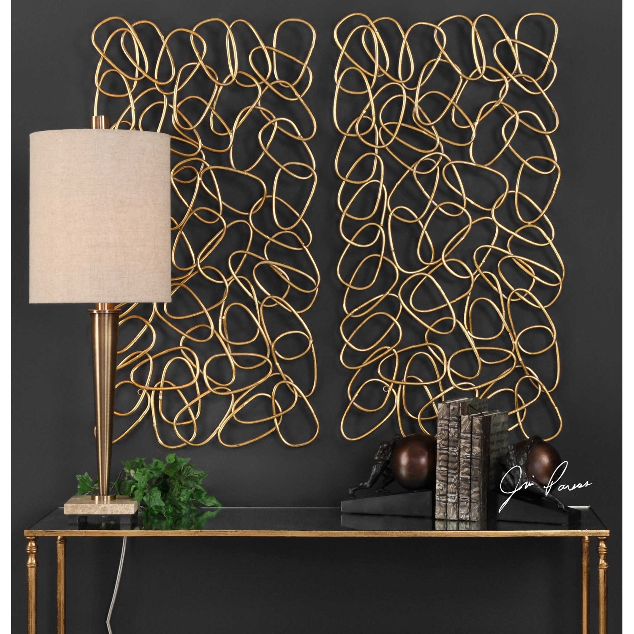 Uttermost Alternative Wall Decor In the Loop Gold Wall Art Set of 2
