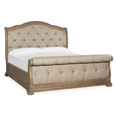 California King Sleigh Upholstered Bed