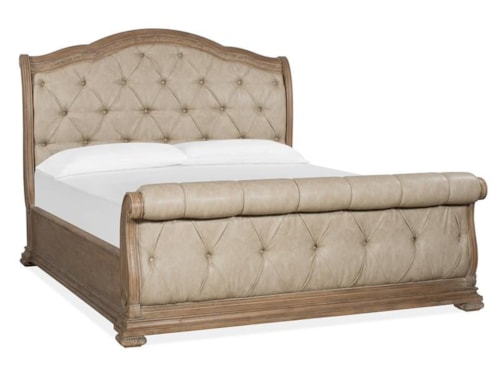 Traditional California King Upholstered Sleigh Bed