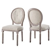 Vintage French Upholstered Fabric Dining Side Chair Set of 2