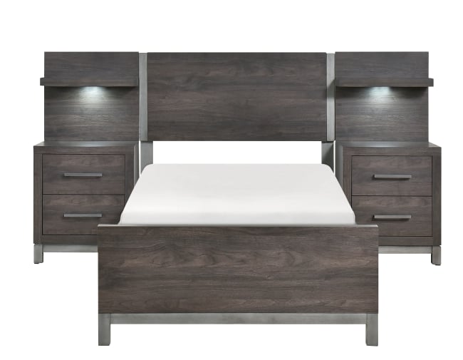 Homelegance Zephyr Twin Panel Wall with Two Nightstands