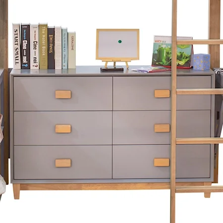 Contemporary Scandinavian Kid's Dresser with 6 Drawers