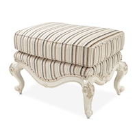 Traditional Upholstered Rectangular Chair Ottoman with Scroll Legs