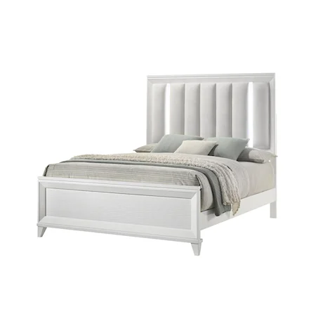 Cressida Contemporary Upholstered Queen Bed with Built-in Lighting