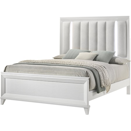 CRESCENT WHITE LED QUEEN BED |