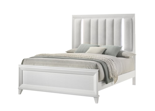 Cressida Contemporary Upholstered Queen Bed with Built-in Lighting