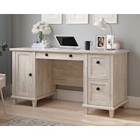 Transitional Double Pedestal Desk with Drop-Front Keyboard/Mousepad