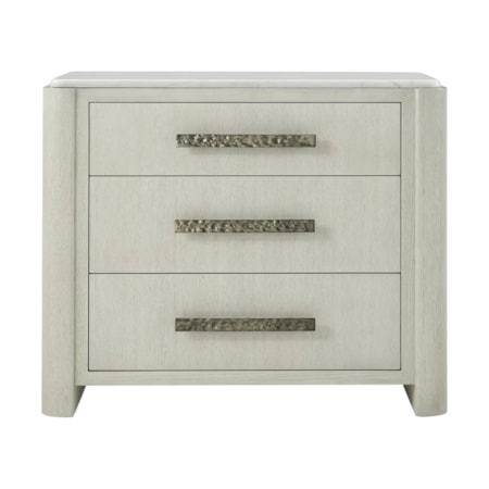 Three Drawer Nightstand with Marble Top