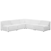 5 Piece Upholstered Fabric Armless Sectional Sofa Set