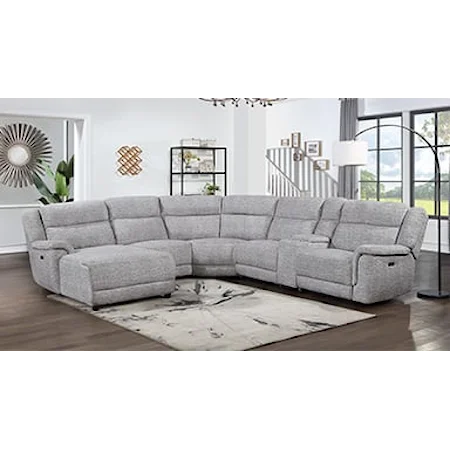 Casual 6-Piece Sectional Sofa with Power Headrest and Footrest Dove