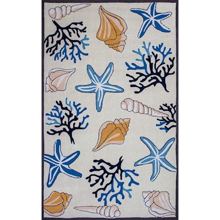 5' X 7'6" Ivory Seashore Area Rug