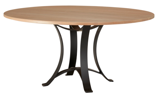 Transitional 60" Round Dining Table with Metal Pedestal Base