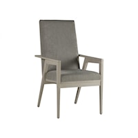 Contemporary Upholstered Dining Arm Chair with Cane Back