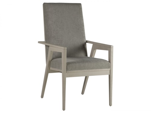 Contemporary Upholstered Dining Arm Chair with Cane Back