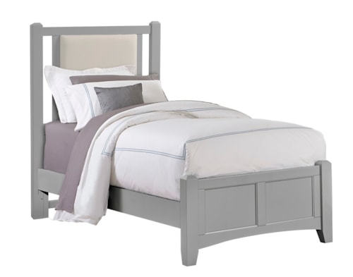 Transitional Upholstered Twin Bed with Panel Footboard