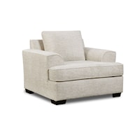 Contemporary Cream Accent Chair with Loose Back Pillow