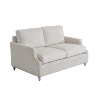 Outdoor Coastal Wicker Loveseat with Cushions