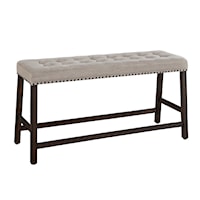 Transitional Counter-Height Upholstered Bench with Nailhead Trim