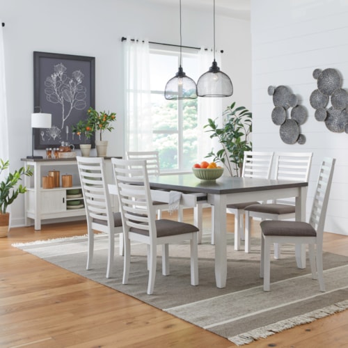 7-Piece Transitional Dining Set with Hidden Drawers
