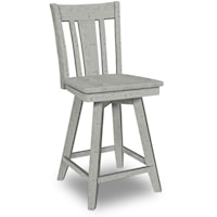 Rustic Swivel Bar Stool with Slat Back