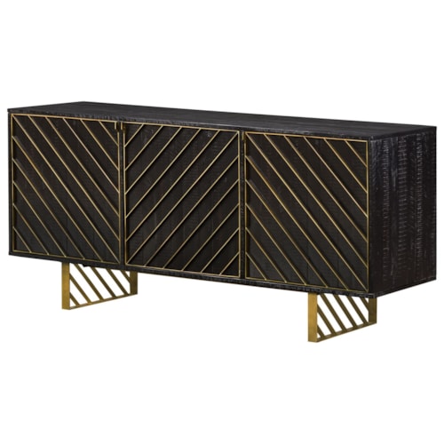 Contemporary 3-Door Sideboard with 6-Shelves