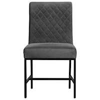 Set of 2 Modern Grey Velvet and Black Leg Accent Dining Chairs
