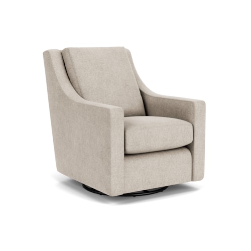 Contemporary Swivel Chair with Sloped Arms