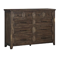 Transitional Ten-Drawer Dresser with Felt-Lined Drawers