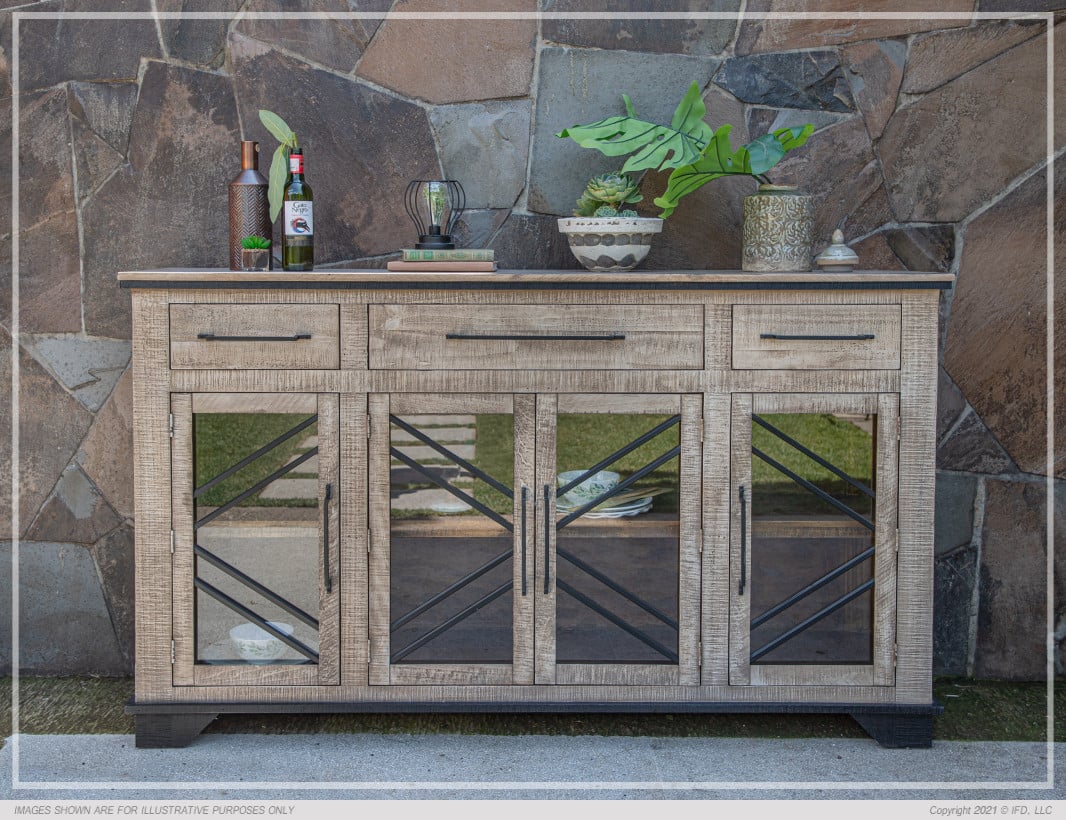 4-Door Console Table with Shelving