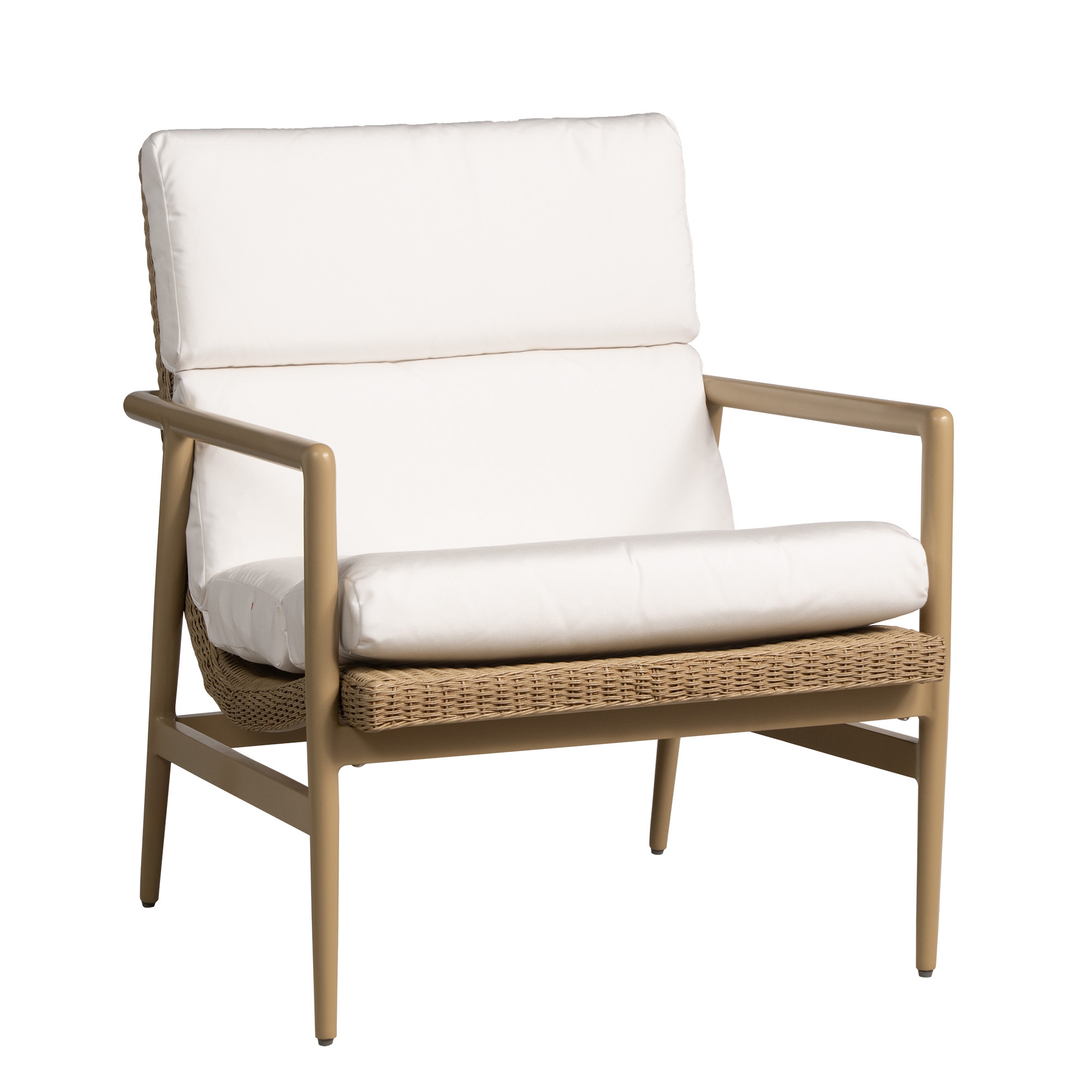 Cushioned Wicker-Seat Lounge Chair