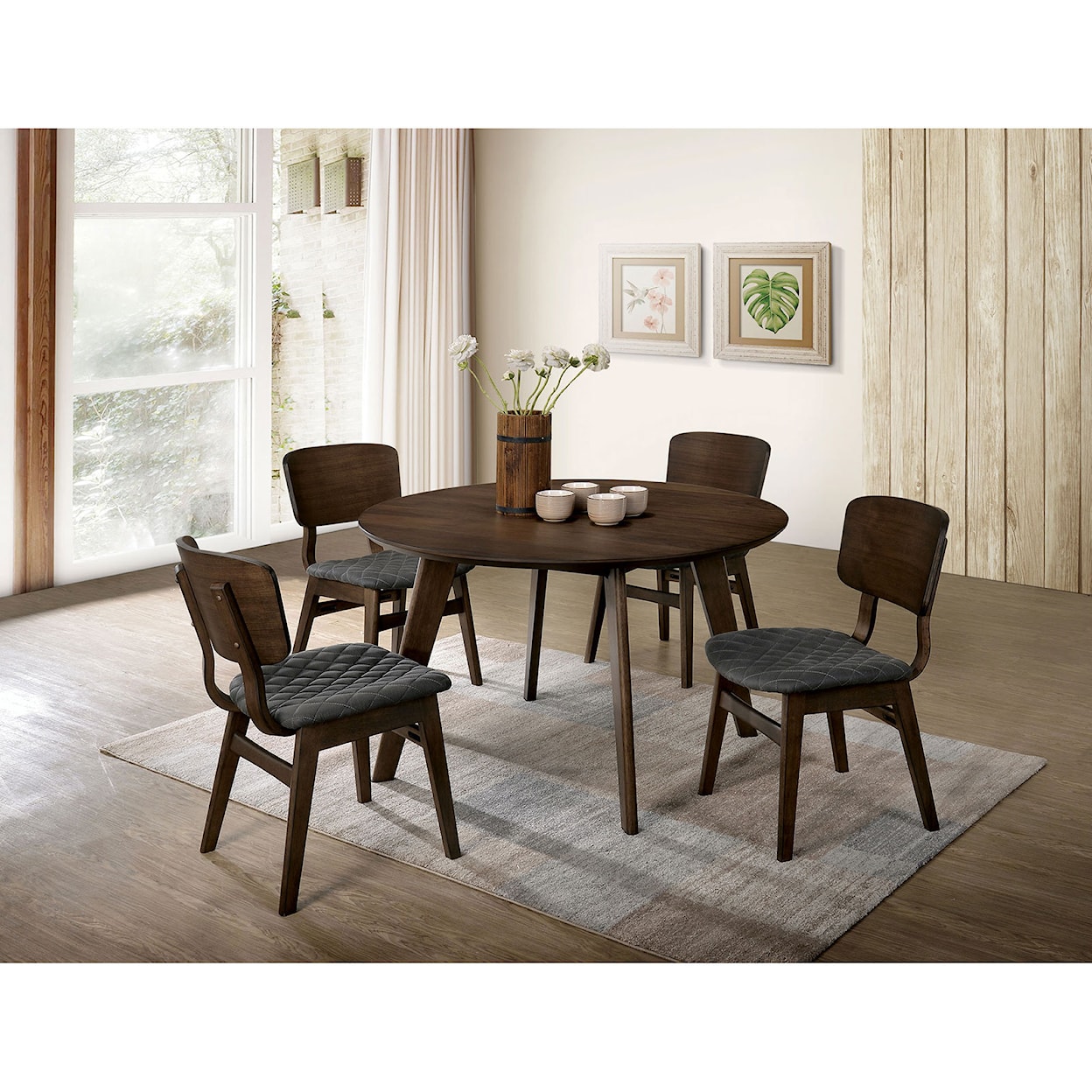 Furniture of America Shayna 5 Piece Dining Table Set