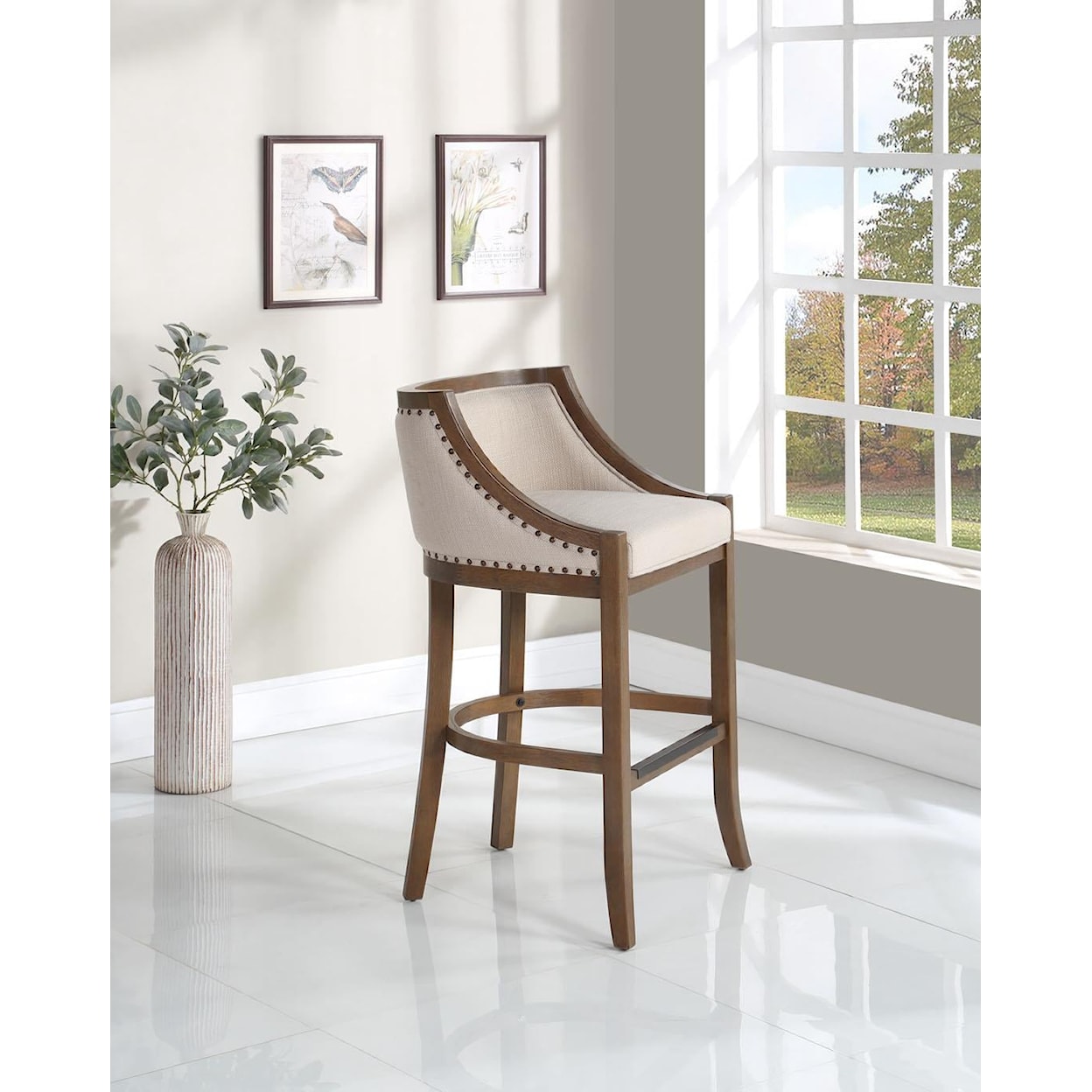 American Woodcrafters Wood Frame Barstools Upholstered Bar Stool with Wood Frame