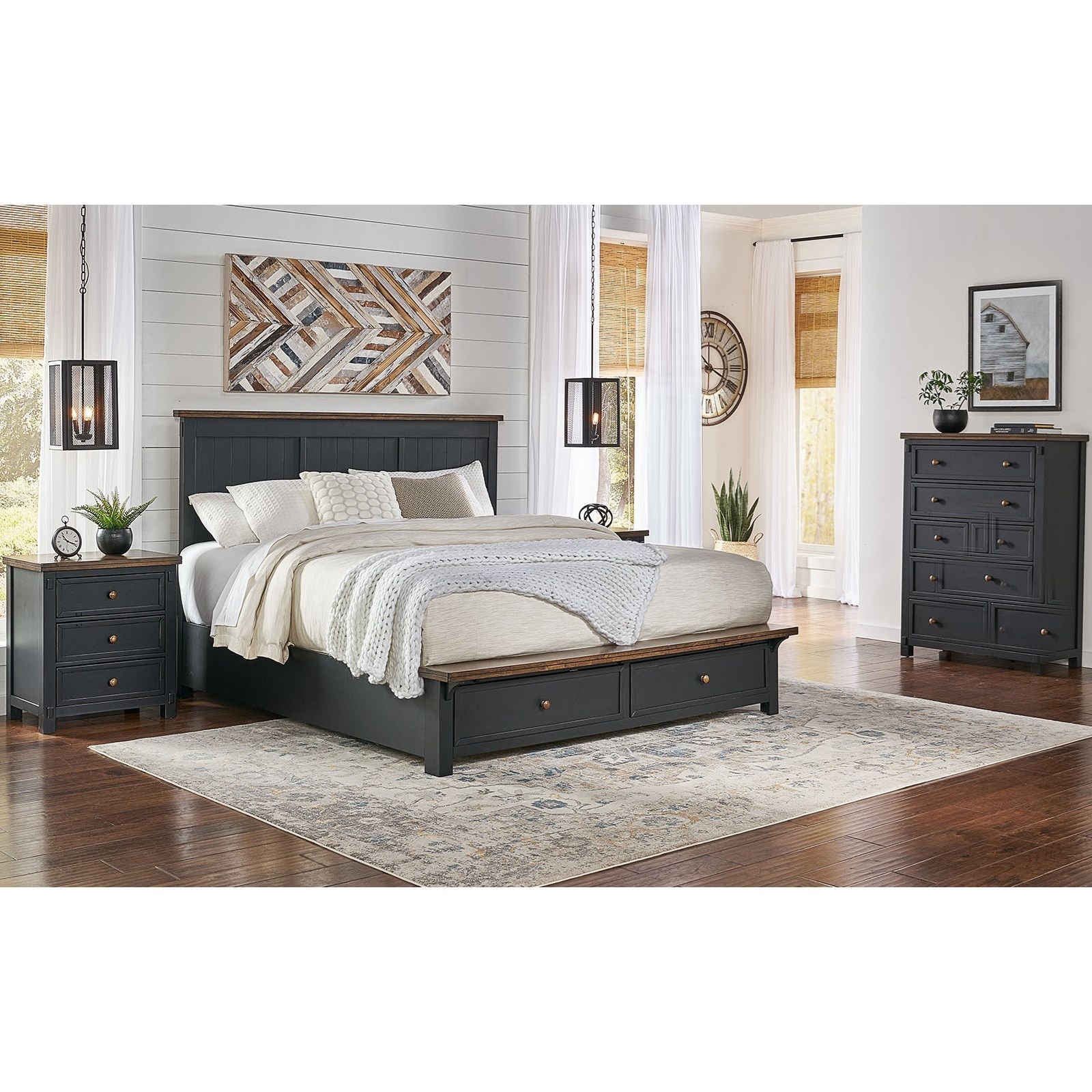 Two-Tone Queen Storage Bed