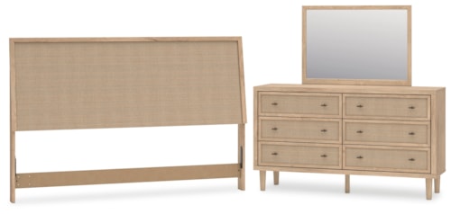 King Panel Headboard, Dresser And Mirror