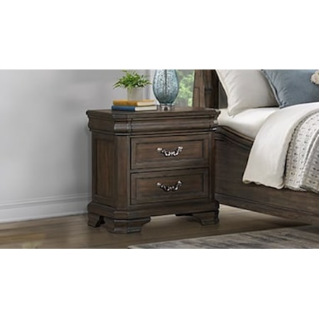 Traditional 2-Drawer Nightstand with USB Charging Port