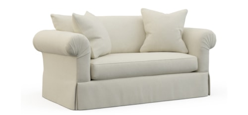 Transitional Loveseat with Rolled Arms