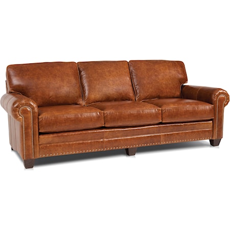 Transitional Sofa with Nailhead Trim and Rolled Arms