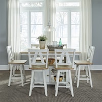 Transitional Two-Toned 7-Piece Gathering Table Set