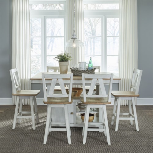 Farmhouse Two-Toned 7-Piece Gathering Table Set