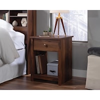 Transitional Nightstand with Open Shelf Storage