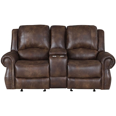 Manual Recliner Console Loveseat