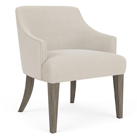 Contemporary Upholstered Dining Host Chair with Slope Arms