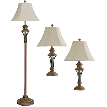 QB-MORAGA SET OF 3 LAMPS | 2 TABLE LAMPS & 1 FLOOR LAMP