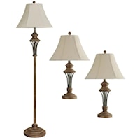 Transitional Table Lamp Set with Floor Lamp and 2 Table Lamps