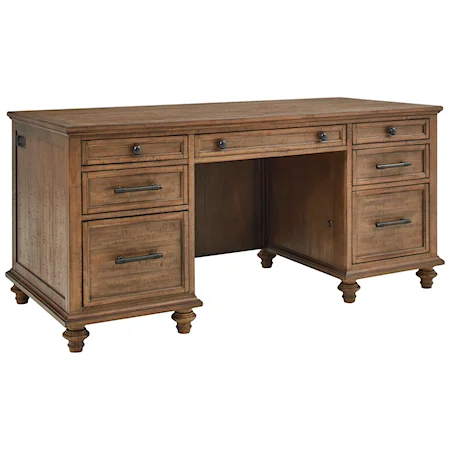 Transitional 66" Executive Desk with Dual AC Outlets