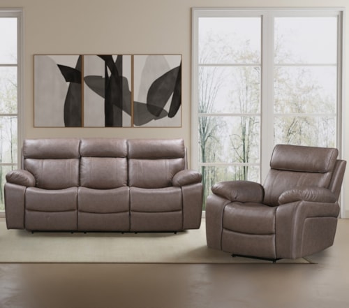 Transitional Manual Reclining Sofa and Recliner Set
