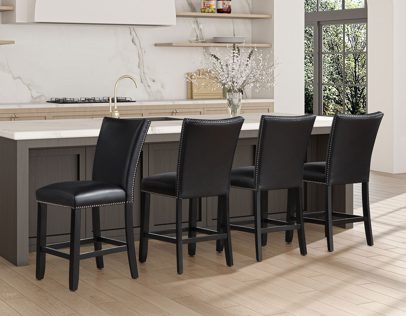 Faux Leather Armless Counter Chair