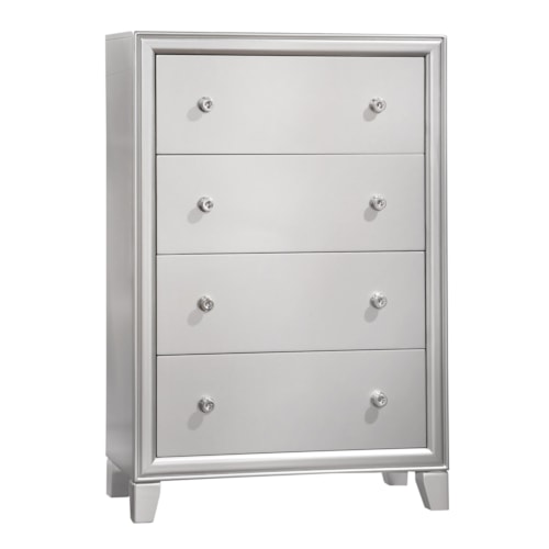 Contemporary 4-Drawer Chest with Champagne Finish